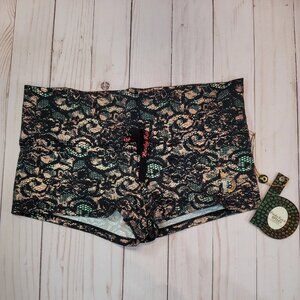 Body Rock by Kelly Dooley Booty Athletic Shorts Mint Lace Black Size S